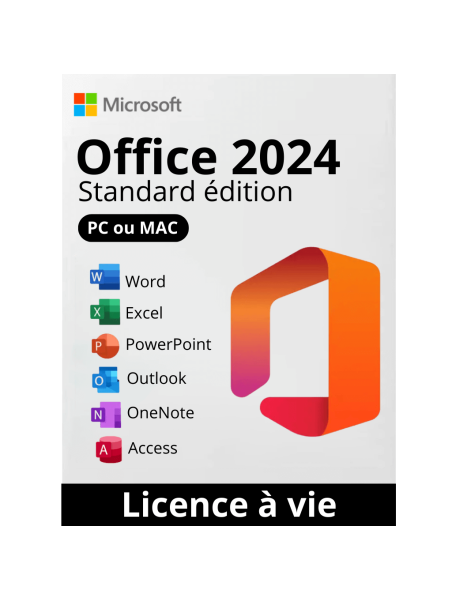 2 Licences Pack Office 2024 + mise à jour 2026 - Licence à vie  - Valable pour 2 ordinateurs