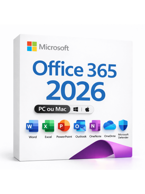 Pack Office 365 2026 - Licence à vie - Valable pour 1 ordinateur