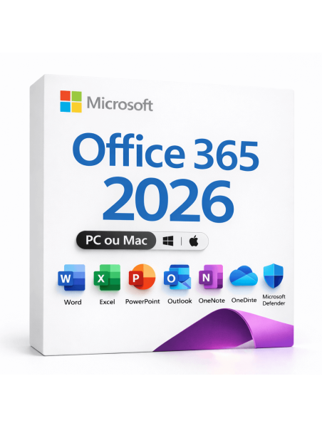 Suite Office 365 2026 - Licence à vie - Valable pour 4 ordinateurs